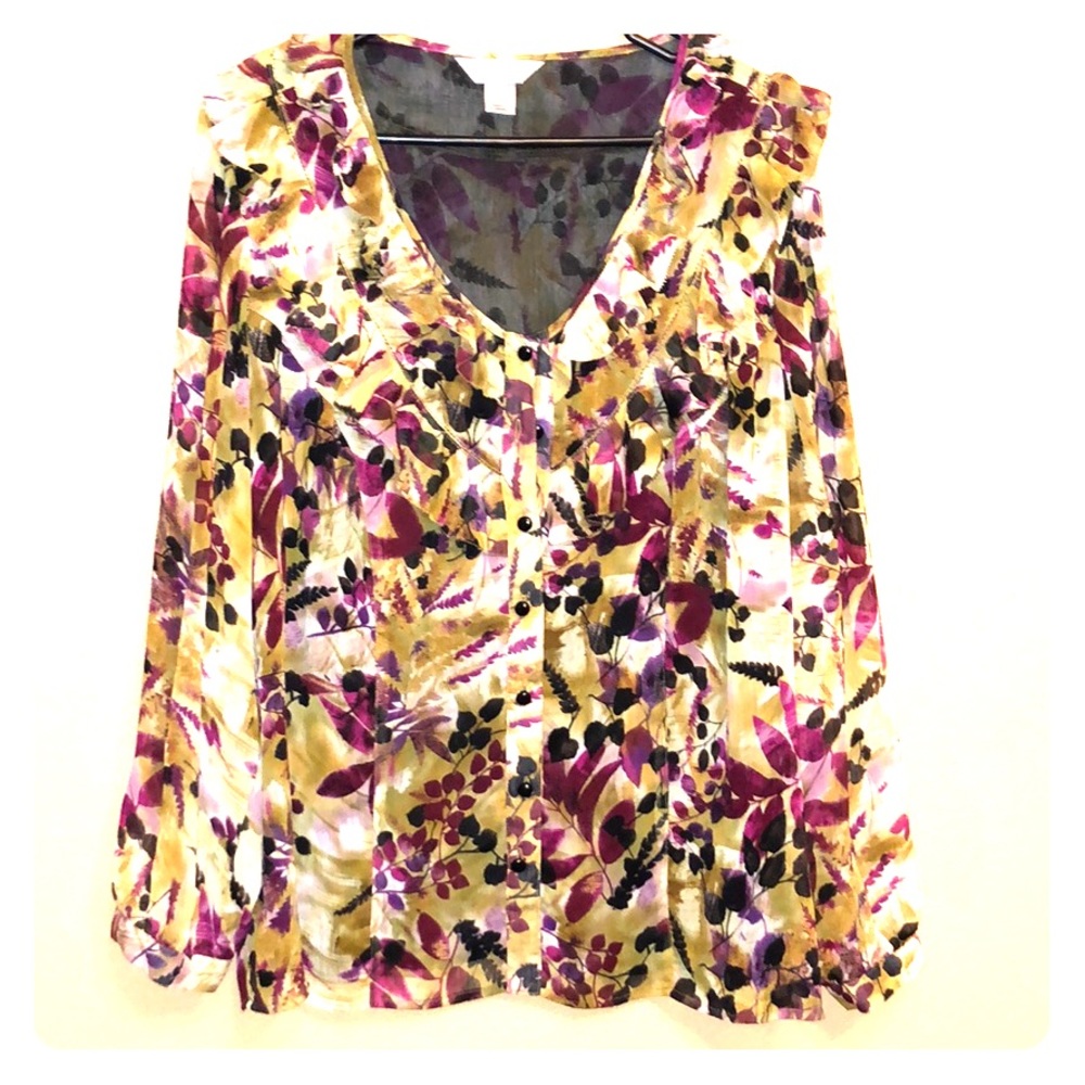 CJ Banks sheer and bodice lined ruffled dress 1XL